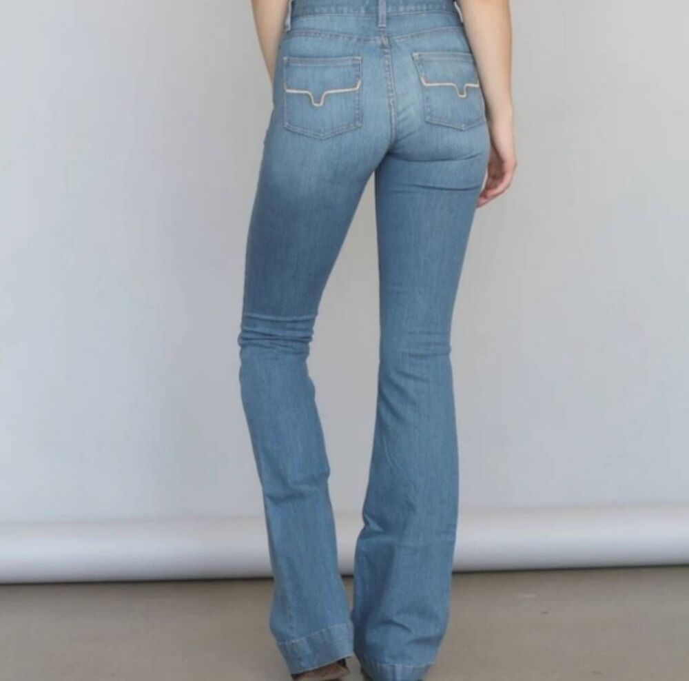 Kimes Ranch Lola Trouser Jeans Womens Light Wash Flare Western Cowgirl Sz 6/32